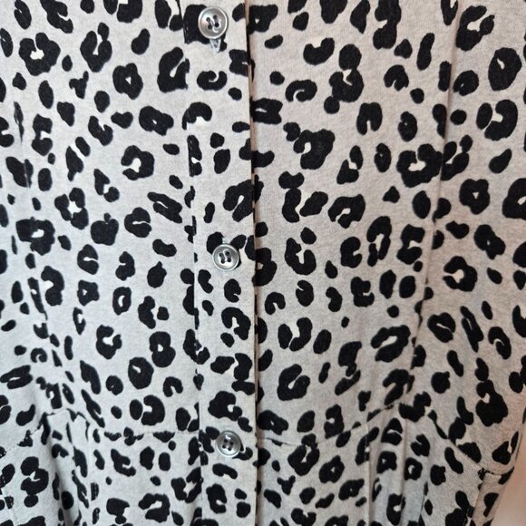 Loft Animal Print Gray Long Sleeves Jersey Midi Dress - Picture 8 of 15